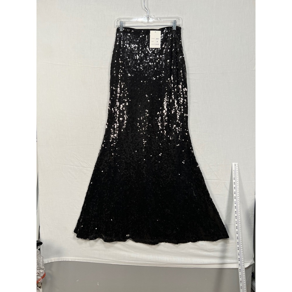 Maniju Black Sequin Maxi Skirt Women Size Medium M40242 Formal Mermaid NWT